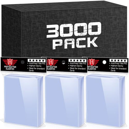 3000 PCS Card Sleeves for Trading Cards, Soft Penny Card Sleeevs Clear Plastic Card Protectors Fit for Baseball Cards MTG Sports Cards Standard Cards - size: 3000 PCS