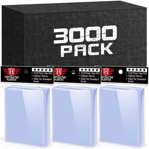 3000 PCS Card Sleeves for Trading Cards, Soft Penny Card Sleeevs Clear Plastic Card Protectors Fit for Baseball Cards MTG Sports Cards Standard Cards - size: 3000 PCS