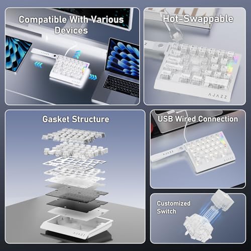AJAZZ AK029 Magnetic Switch One Handed Gaming Keyboard, Hall Effect Rapid Trigger Mechanical Keypad with SOCD & DKS, 8KHz Polling Rate, 29 Keys Mini Ergonomic Gaming Keyboard for FPS Gamers, PC - color: White Transparent