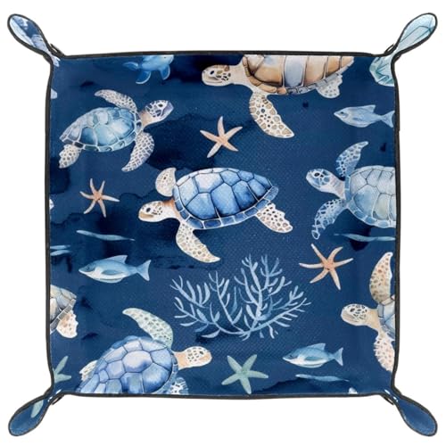 Turtles Starfishes Fish Dice Tray Dice Rolling Tray Folding Dice Holder for Dice Games, Like RPG, DND and Other Table Games - color: Multi 20