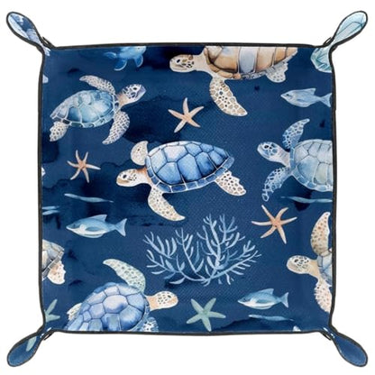 Turtles Starfishes Fish Dice Tray Dice Rolling Tray Folding Dice Holder for Dice Games, Like RPG, DND and Other Table Games - color: Multi 20