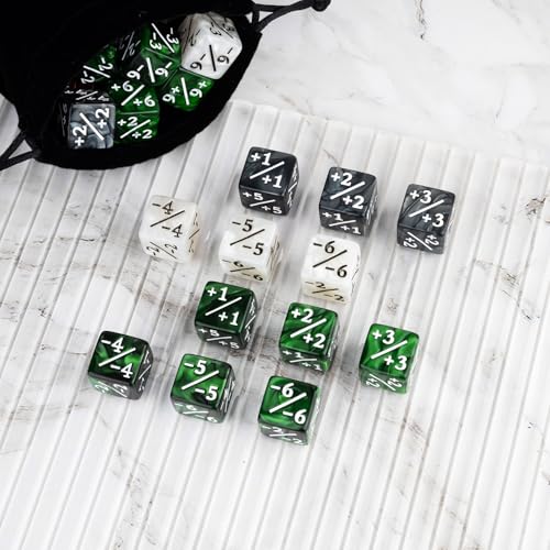 48 PCS Magic Counter Dice Life MTG Counters Dice Set Bulk Buff Tokens D6 Dice Set Compatible with Magic The Gathering, TCG, Card Gaming Accessories, Green - color: Green