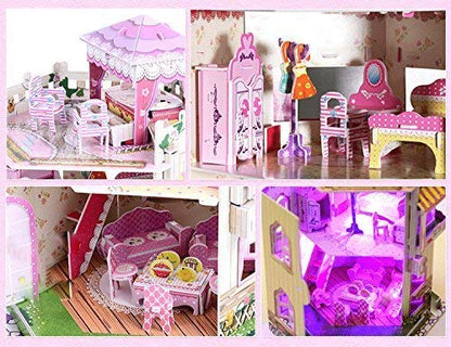 Rooftop Romance 3D Puzzle Dollhouse for Girls - Easy to Assemble 3-D Miniature Doll House Building Kit with LED Light for Kids - Educational Paper Jigsaw Puzzles - Perfect Craft Toys Gift - 101 Pcs - style: Daily