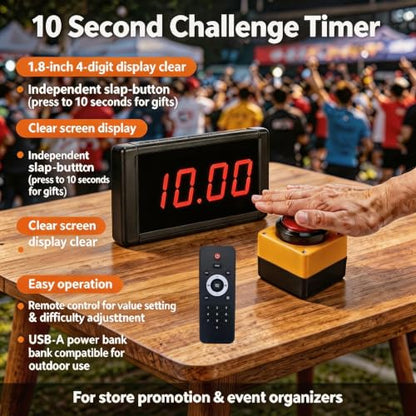 10 Seconds Challenge Playgame,LED Digital Display Timer,with Remote Control,for Mall Promotion,Advertising(US),Set the Target Number and Difficulty Level for the Challenge