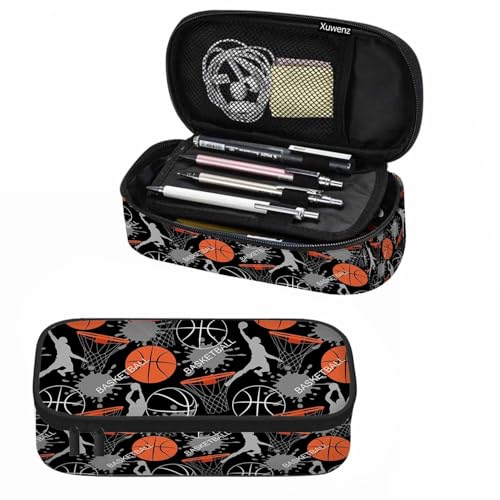 Basketball Game Pencil Case Sports Energetic Athletes Pencil Bag Pen Markers Pouch Holder Organizer for Office Clerks - color: Basketball Game