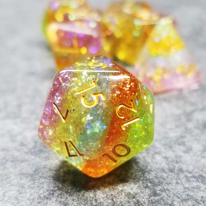 Sage’s Portal Cantrips DND Dice Set - Round Edge Resin 7-PC Polyhedral DND Dice Set for Dungeons and Dragons D&D RPG Tabletop TTRPG (Prismatic Spray) - color: Prismatic Spray