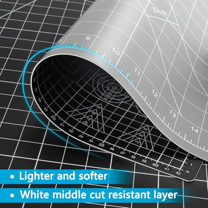 ArtAt Self Healing Cutting Mat: 12″x 18″ Black-Gray Eco-Craft Cutting Mat - 5-Layer Durable Anti-Blade-Wear Material for All Your Crafting Needs - color: Black/Gray, size: 18"L x 12"W