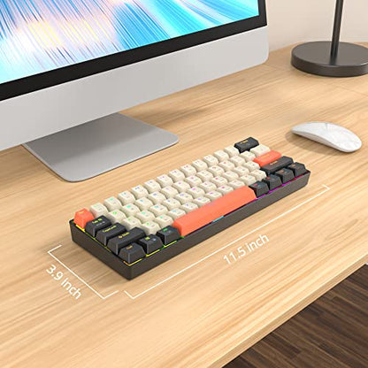 60% Mechanical Keyboard 61-Key Wired Gaming Keyboard with Red Switch RGB Lighting Effect PBT Keycaps Ultra-Compact Mini Keyboard Suitable for Win/Mac(61 Carbon) - color: 61 carbon/Red Swicth
