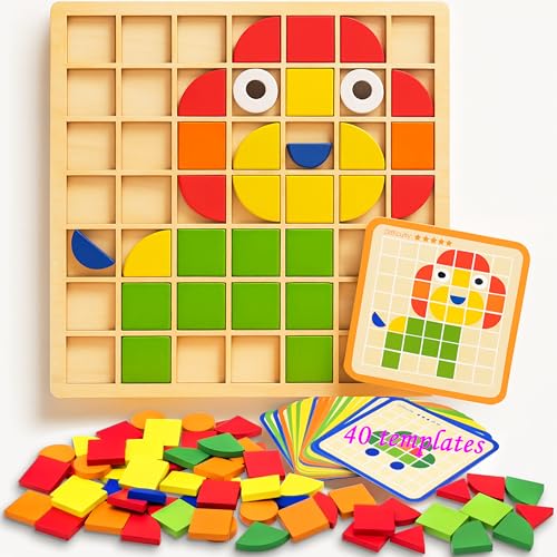 Activities for Dementia Patients, 96 Pieces Wooden Puzzle Cognitive Games | Alzheimers Activities for Seniors, Colorful Shape Dementia Products Elderly, Tile Matching Memory Busy Board Gadgets Gift Toy