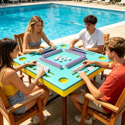 Floating Mahjong Tile Set for Pool - 160 American Waterproof Mahjong, Fade-Resistant American Mahjong Tiles for Outdoor & Beach Game, Lightweight Buoyant Summer Fun, Rose Red - color: Rose Red