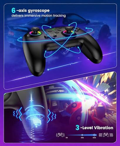 Switch 2 Controller Compatible with Nintendo Switch 2/Switch/OLED/Lite - Hall Effect Joystick & Trigger - 7 Color RGB Wireless Pro Controller with Charging Dock, Macros, Turbo, KeyLinker App - Black - color: Black with Charging Station
