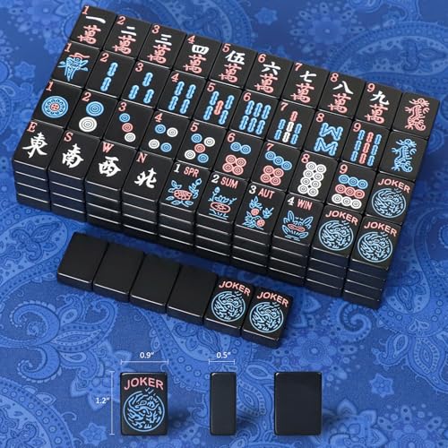 American Mahjong Tiles (1.2”,Tiles Only), 166 Mahjong Tile Set with Black Color (Tiles Only) - color: Black