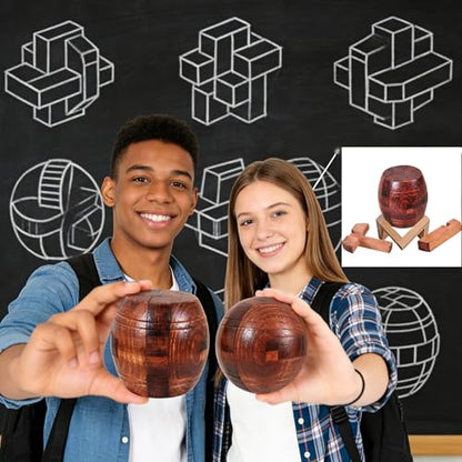 Wooden Brain Teaser Puzzles for Adults - Challenging 3D IQ Logic Games for Teens 14+, Stress Relief Desk Toys & Office Decor, Unique Gifts for Men, Women, Seniors (Barrel) - style: Barrel