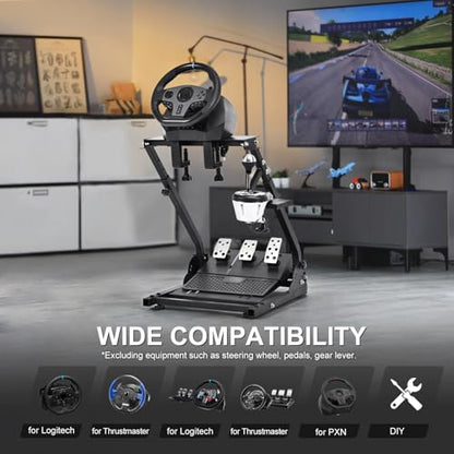 Marada stand - Multiple Adjustable - Easy to Fold - Carbon steel - Fit for Logitech G25 G27 G29 Steering Wheel, Black