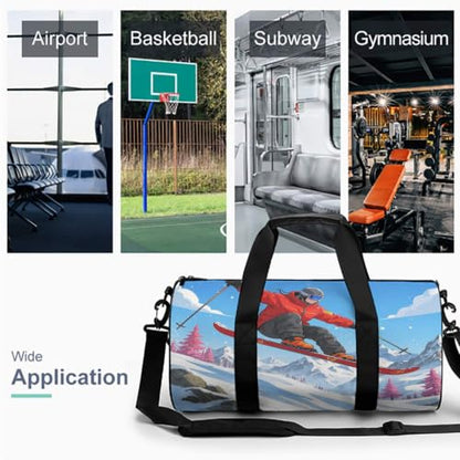 17 Inch Snowboard Graphic Sports Backpack Full Print Mountain Landscape Outdoor Gym Bag with Shoe Compartment (06)