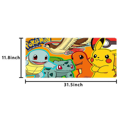 Pokemon Pattern Extended Gaming Mouse Pad, 31.5 x 11.8 Inches Non-Slip Keyboard Mat with Stitched Edge for Gaming & Office (Pokee) - color: Pokee