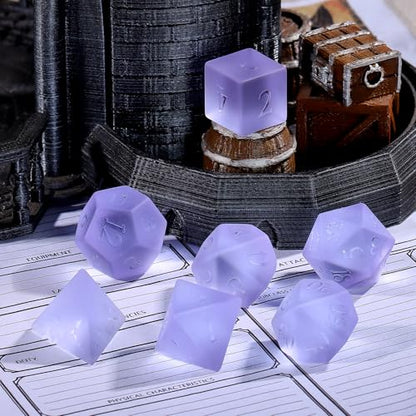 Matte Purple 7Pcs Polyhedral Dice Set, K9 Crystal Cat's Eye Multi-Faceted DND Dice for Dungeons and Dragons RPG Tabletop Game (Matte Purple) - color: Matte Purple