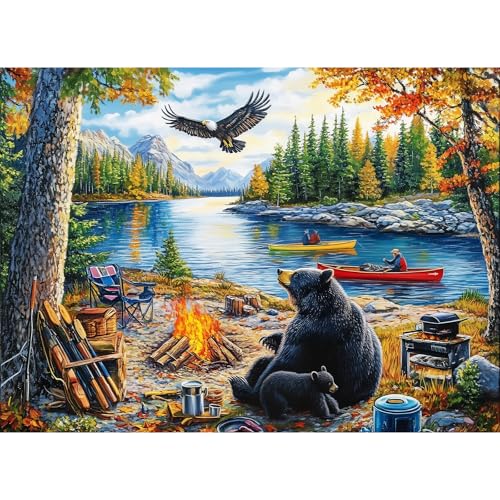 500 Piece Puzzles for Adults,Mother Bear Eagle Large Piece Jigsaw Puzzle for Adults Seniors,Recycled Cardboard Puzzle 500 Piece,Family Activity Great Gift for Family Friends 20.5 * 15 in - color: Mother Bear Eagle
