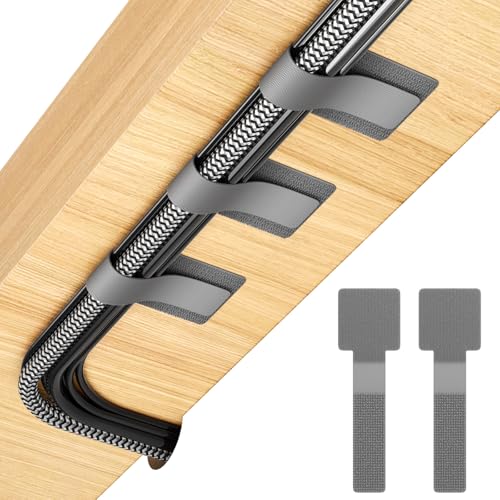 100Pcs Cable Straps Hook and Loop Cable Ties - Cable Holder for Desk Cable Management Under Desk - Computer Cord Organizer for Home Office Gaming Setup - Grey - color: Grey 100pcs