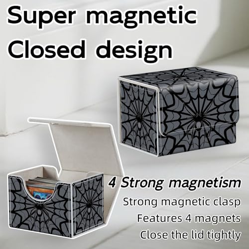 Trading Card Storage Box, Holds 100+ for MTG Cards, Premium PU Leather with Magnetic Closure, Spider Web Durable Deck Box for Magic the Gathering, Trading Card Games - color: Spider Web