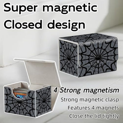 Trading Card Storage Box, Holds 100+ for MTG Cards, Premium PU Leather with Magnetic Closure, Spider Web Durable Deck Box for Magic the Gathering, Trading Card Games - color: Spider Web