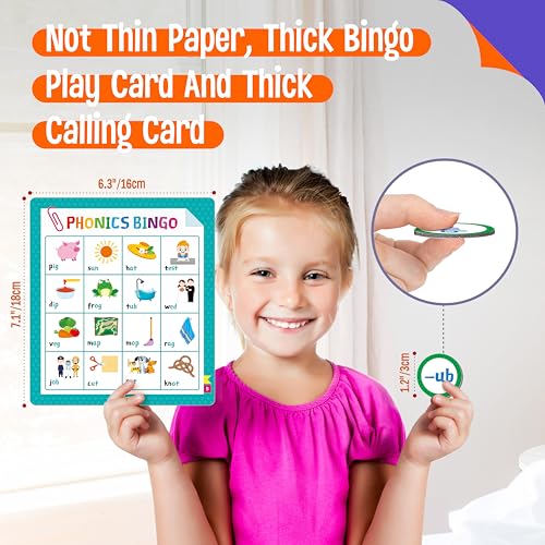 Alphabet & Phonics Bingo Game, 12 Bingo Boards ABC Letters, CVC Blends Words Phonetic Game, Letters Phonetic Awareness Early Educational Learning Toys - Ages 4 and up, Perfect for Classroom & At Home - style: Alphabet & Phonics Bingo Game