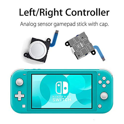 3D Replacement Joystick Analog Thumb Stick for Switch Lite - Include Tri-Wing, Cross Screwdriver, Pry Tools + 4 Thumbstick Caps, Switch Lite Drift Repair Tool Kit