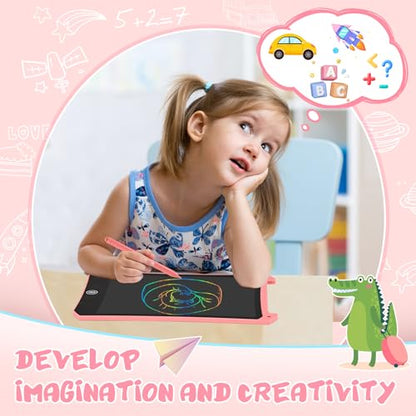 EooCoo Kids LCD Writing Tablet, Mess Free Coloring Books, Travel Toys | Toddler Toys Travel Essentials, 8.5 Inch Drawing Pad for Kids 2 Pack, Preschool Classroom Must Have, Age 3-5 Girls Boys Gifts - color: 8.5”Pink&Blue