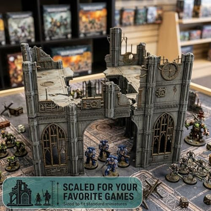 Gothic Sector Terrain Set: 28mm Scale Buildings & Scatter Terrain for 2000-Point Competitive 40k Games (Small Church) - style: Small Church