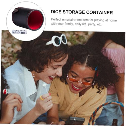 PU Leather Dice Cup with Double-Layer Lid Portable Dice Shaker for Bar Games Table Games Smooth Easy-Clean PU Material Professional Storage Container