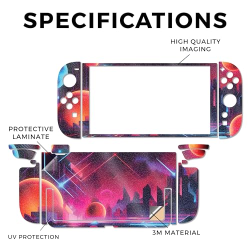 Glossy Glitter Gaming Skin Compatible with Nintendo Switch 2 Console Only - Synthwave Planets - Premium 3M Vinyl Protective Wrap Decal Cover - Easy to Apply | Crafted in the USA by MightySkins - color: Synthwave Planets, size: Switch 2 Console Skin Only,