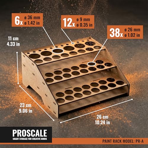 Paint Rack Organizer for Miniature & Model Paints Tabletop Paint Stand with 26mm & 36mm Holes Brush & Tool Holder Artist Room Compatible with Vallejo, Army Painter, AK (Module A) - color: Paint rack A