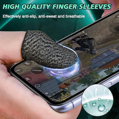 EasEasy Phone Game Trigger for iOS/Android, Mobile Gamepad Controller Compatible for PUBG/Knives Out/Call of Duty, Sensitive Aim & Shoot PUBG Trigger with Gaming Finger Sleeves