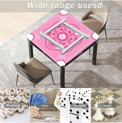 Waterproof Surface Mahjong Mat - Non-Slip Noise Reduction Gaming Mat 32.4x32.4 Inch for Mahjong/Poker/Board Games/Card Games/Dominoes
