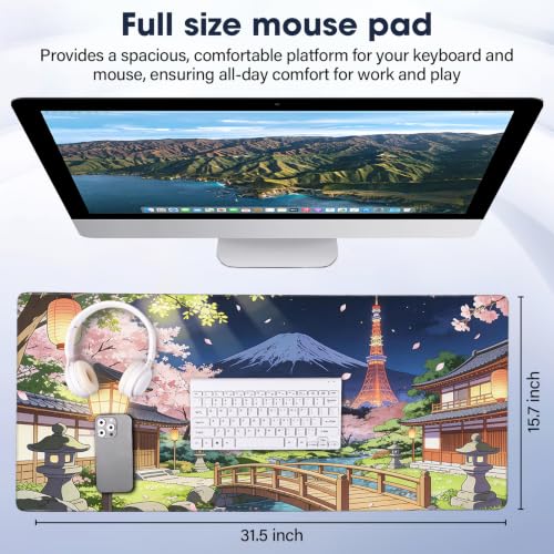 Durable Desk Pad 31.5x15.7 Inch - Thick XXL Mouse Pad, Bridge | Anti Fray Stitched Edges Natural Rubber Base Smooth Fabric Top - color: Bridge, size: 31.5" x 15.7"