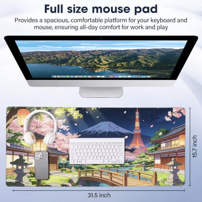 Durable Desk Pad 31.5x15.7 Inch - Thick XXL Mouse Pad, Bridge | Anti Fray Stitched Edges Natural Rubber Base Smooth Fabric Top - color: Bridge, size: 31.5" x 15.7"