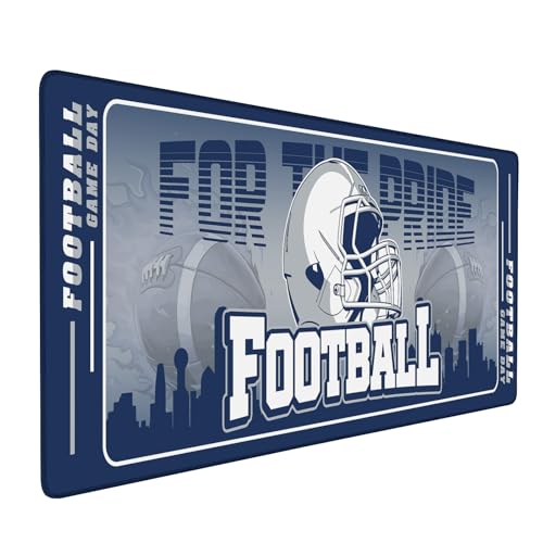 Football Desk Mat, Large Stitched Edges Gaming Mouse Pad, Blue White City Design Keyboard Mat for Laptop Computer Desktop - 31.5x12 Inch for Football Fans - color: Football Blue White