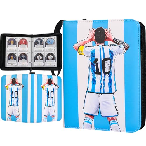 Soccer Card Binder 440 Pockets, Sports Trading Card Binder Waterproof, 4 Pocket Top Loader Removable Sleeves,3 Ring Card Holder Card Collectors Album Compatible with Football, Game and TCG Cards