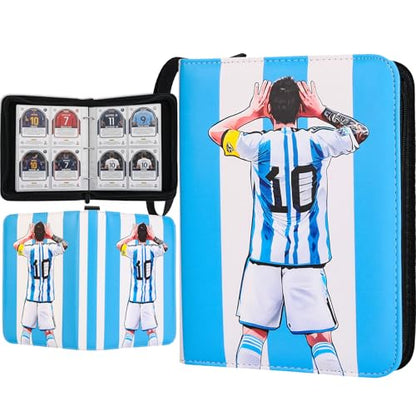 Soccer Card Binder 440 Pockets, Sports Trading Card Binder Waterproof, 4 Pocket Top Loader Removable Sleeves,3 Ring Card Holder Card Collectors Album Compatible with Football, Game and TCG Cards