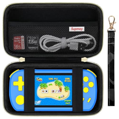 Supmay Carrying Case Compatible with CCTU / TEBIYOU Kids Handheld Games Preloaded 218 Retro Video Games, Portable Gaming Electronic Toys Storage Holder Travel Bag with Mesh Pocket, Black(Cube) - color: Black Cube