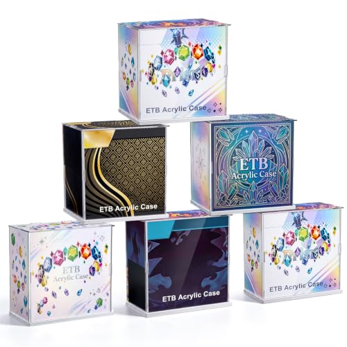 Junkin 6 Pack ETB Acrylic Case Compatible with Elite Trainer Box ETB Protector Case Stackable Storage Boxes Containers for Display Collectibles Cosmetic Figures Game Cards