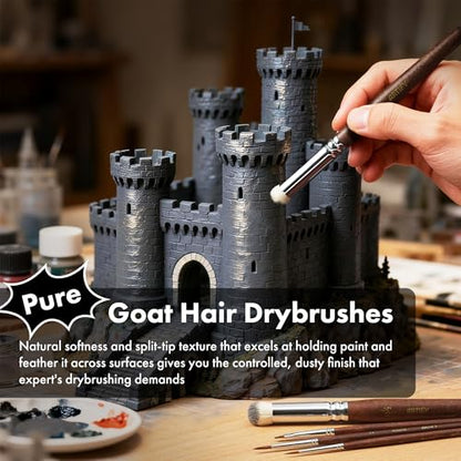 Artify Miniature Paint Brushes 14Pcs, Mini Paint Brushes with Goat Hair Drybrushes, Bionic Hair Fine Detail Paint Brushes - High Retention for Miniature Acrylic Paints, Paint by Numbers Brush Set - color: 14pcs