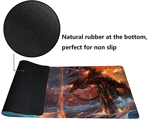 MTG Playmat, Card Game Play Mat for RPG TCG 24 x 14 inches Trading Card Dragon Playmats with Storage Bag Smooth Rubber Surface Battle - color: Lightning Dragon