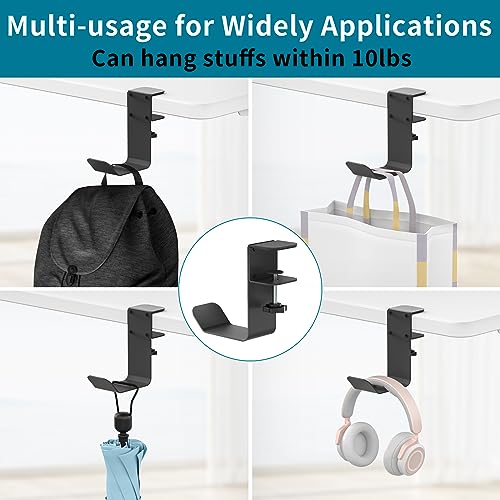 tiebutie Universal Metal Headphone Hook for Desk Hanger Headset Holder Stand with Adjustable Arm Clamp PC Gaming Headset Headphone Holder Desk for Most Headphones and Other Accessories