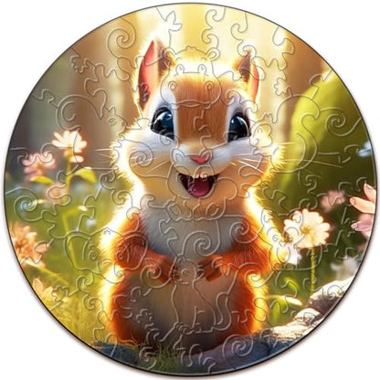 Wooden Puzzles for Kids Ages 4-8, Cute Squirrel Puzzle, Unique Animal Shaped Wooden Jigsaw Puzzles for Kid, 50 Pieces Puzzles for Kids(50pcs,11.4 * 11.4in) - color: Cute Squirrel