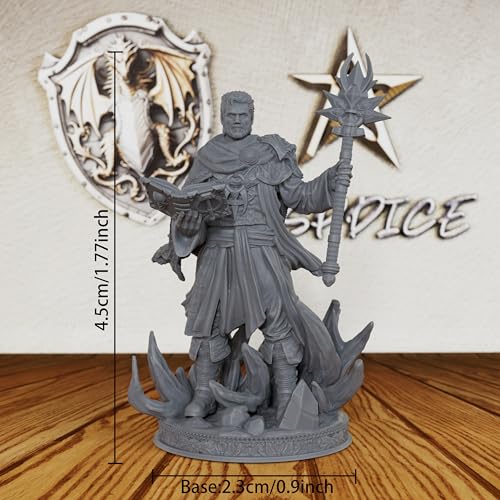 AUSPDICE Unpainted TTRPG 28mm DND Miniature Figure Wizard Loremaster AS260 | Human Fantasy Spellcaster with Arcane Staff and Spellbook for Dungeons and Dragons, Tabletop RPG Games and Dungeon Masters