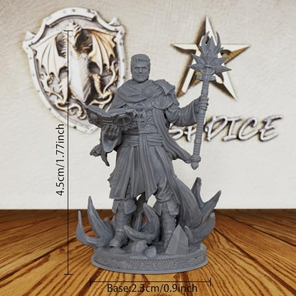 AUSPDICE Unpainted TTRPG 28mm DND Miniature Figure Wizard Loremaster AS260 | Human Fantasy Spellcaster with Arcane Staff and Spellbook for Dungeons and Dragons, Tabletop RPG Games and Dungeon Masters