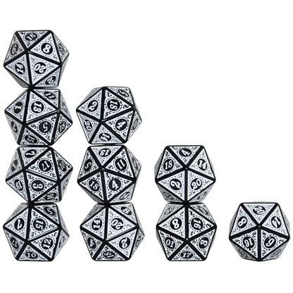 SmartDealsPro 10-Pack Retro 26mm Large 20 Sided Dice D20 Polyhedral Dice for DND RPG MTG Table Game(Retro White) - color: Retro White