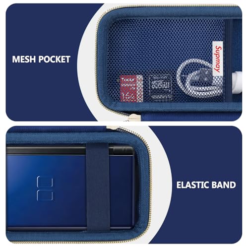 Supmay Hard Carrying Case Compatible with Nintendo DS Lite NDSL, Gameboy Advance Games Storage Holder Travel Bag with Mesh Pocket for USB Charging Cable, Stylus, Earphones, Game Cartridge, Blue - color: Blue Cube