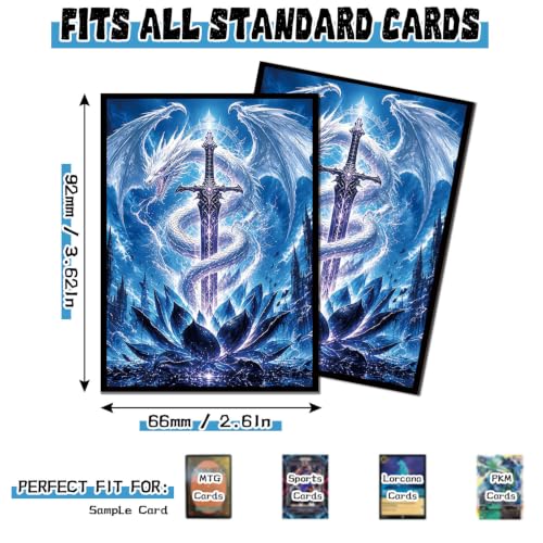 100 Count Card Sleeves Compatible with MTG, Ultra Clear Front & Matte Finish Back, Standard Size TCG Art Sleeves for Trading Cards (Dark Lotus Frost Dragon) - color: Dark Lotus Frost Dragon